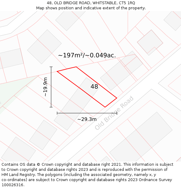 48, OLD BRIDGE ROAD, WHITSTABLE, CT5 1RQ: Plot and title map