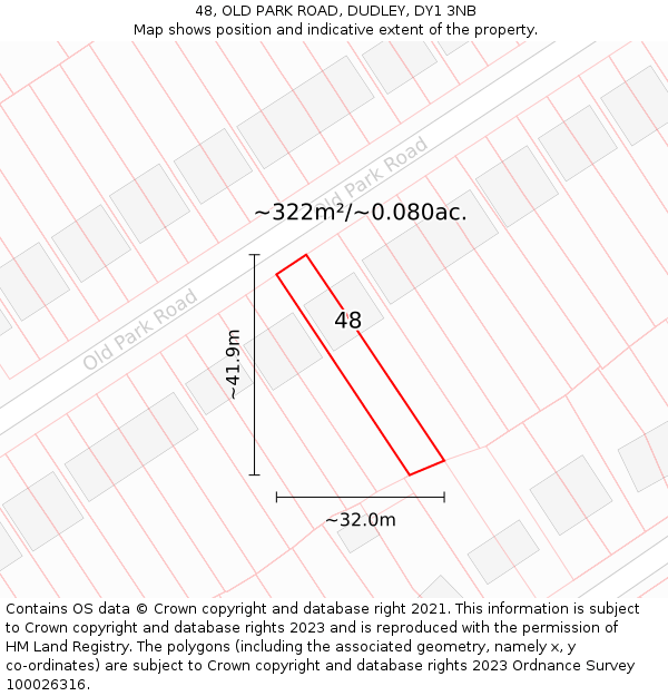 48, OLD PARK ROAD, DUDLEY, DY1 3NB: Plot and title map