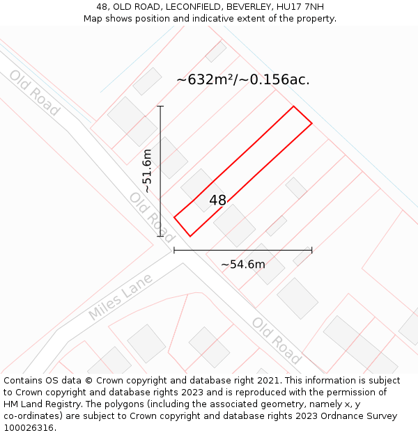 48, OLD ROAD, LECONFIELD, BEVERLEY, HU17 7NH: Plot and title map