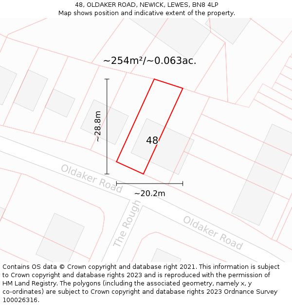 48, OLDAKER ROAD, NEWICK, LEWES, BN8 4LP: Plot and title map
