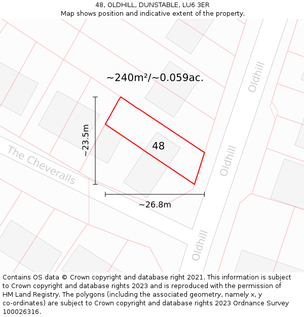48, OLDHILL, DUNSTABLE, LU6 3ER: Plot and title map