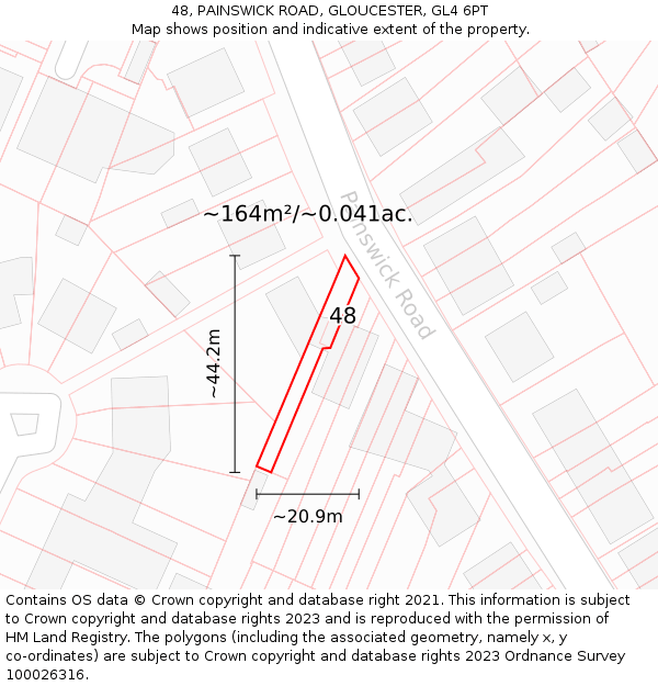 48, PAINSWICK ROAD, GLOUCESTER, GL4 6PT: Plot and title map