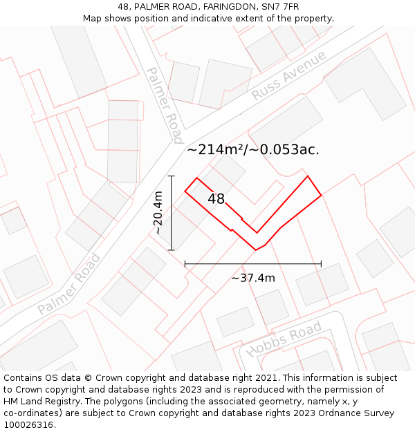 48, PALMER ROAD, FARINGDON, SN7 7FR: Plot and title map
