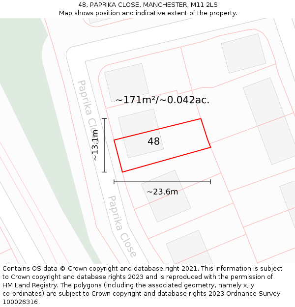 48, PAPRIKA CLOSE, MANCHESTER, M11 2LS: Plot and title map