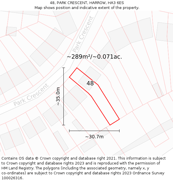 48, PARK CRESCENT, HARROW, HA3 6ES: Plot and title map