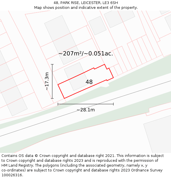 48, PARK RISE, LEICESTER, LE3 6SH: Plot and title map