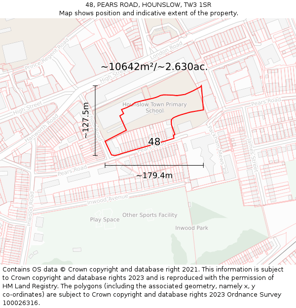 48, PEARS ROAD, HOUNSLOW, TW3 1SR: Plot and title map