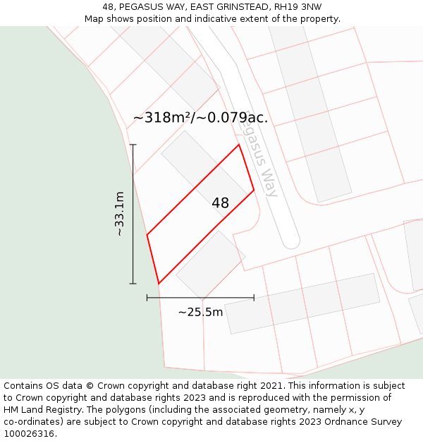 48, PEGASUS WAY, EAST GRINSTEAD, RH19 3NW: Plot and title map