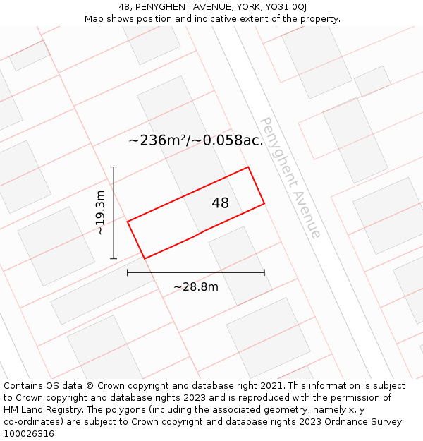 48, PENYGHENT AVENUE, YORK, YO31 0QJ: Plot and title map