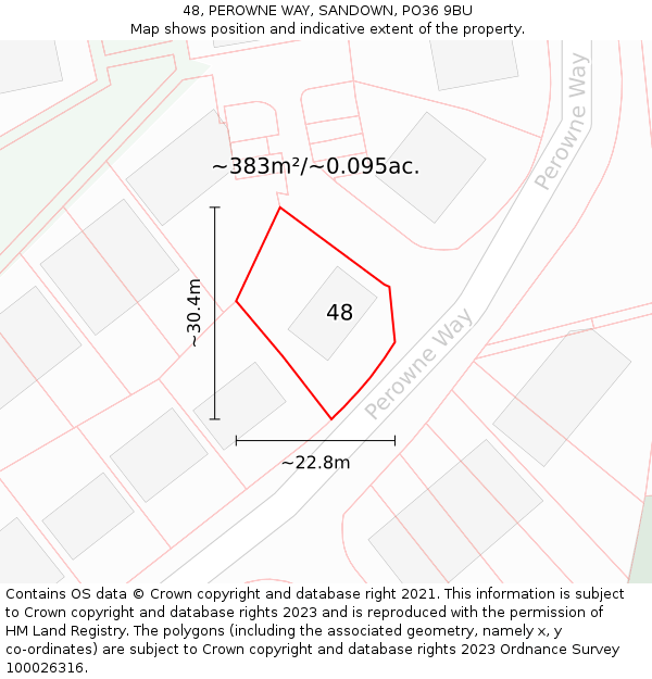 48, PEROWNE WAY, SANDOWN, PO36 9BU: Plot and title map