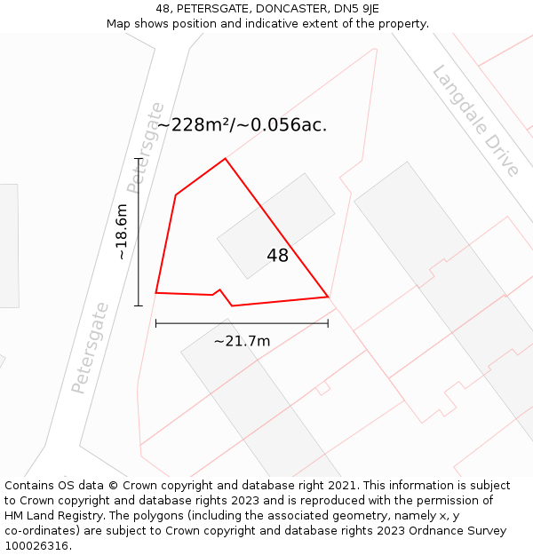 48, PETERSGATE, DONCASTER, DN5 9JE: Plot and title map