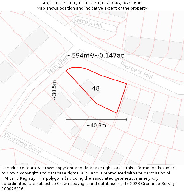 48, PIERCES HILL, TILEHURST, READING, RG31 6RB: Plot and title map