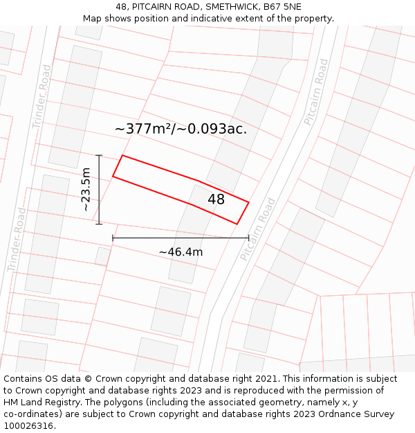 48, PITCAIRN ROAD, SMETHWICK, B67 5NE: Plot and title map
