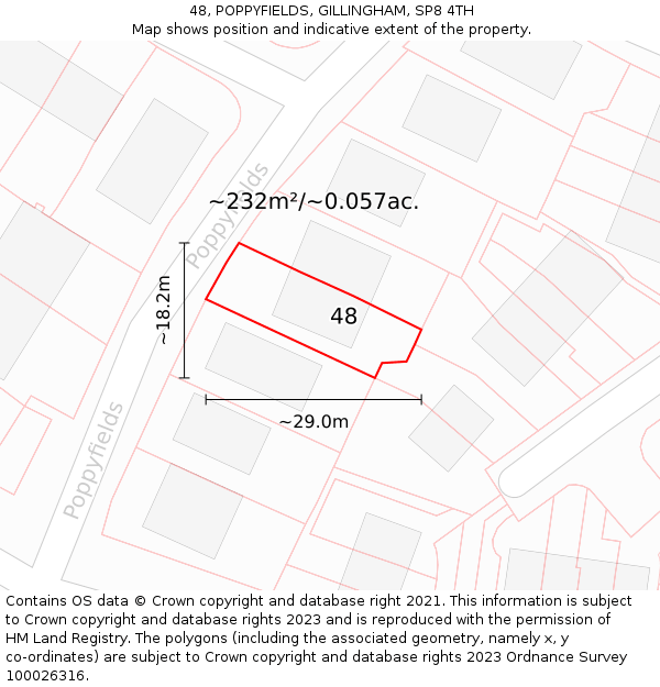 48, POPPYFIELDS, GILLINGHAM, SP8 4TH: Plot and title map