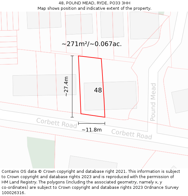 48, POUND MEAD, RYDE, PO33 3HH: Plot and title map