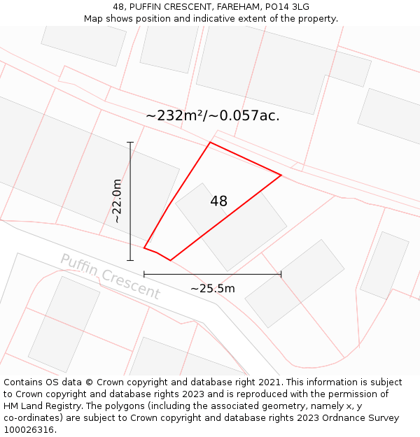 48, PUFFIN CRESCENT, FAREHAM, PO14 3LG: Plot and title map