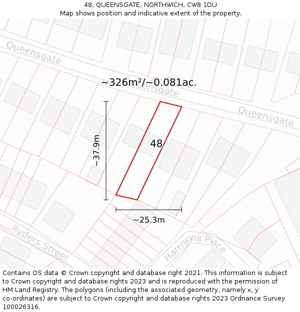 48, QUEENSGATE, NORTHWICH, CW8 1DU: Plot and title map