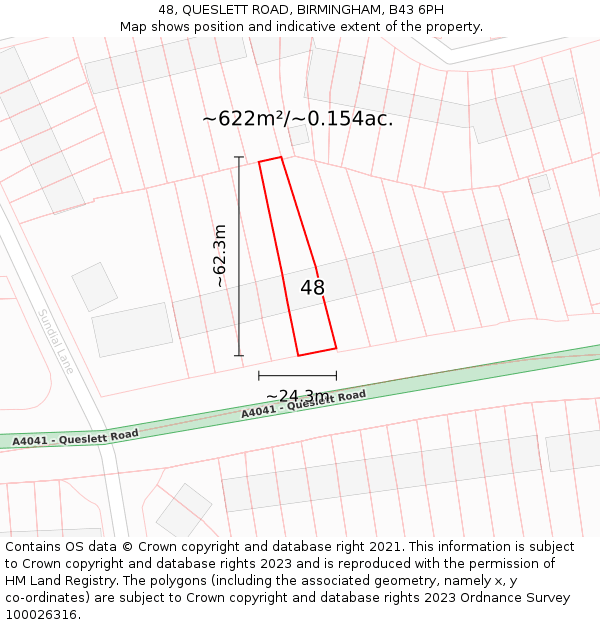 48, QUESLETT ROAD, BIRMINGHAM, B43 6PH: Plot and title map