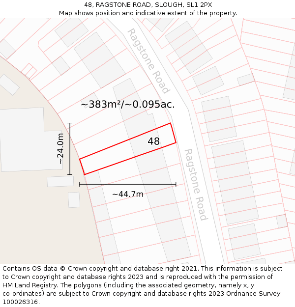 48, RAGSTONE ROAD, SLOUGH, SL1 2PX: Plot and title map