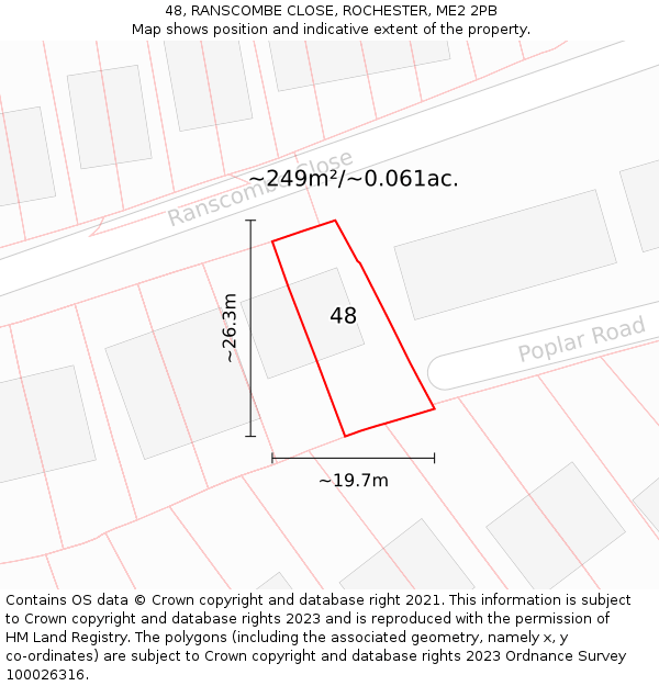 48, RANSCOMBE CLOSE, ROCHESTER, ME2 2PB: Plot and title map
