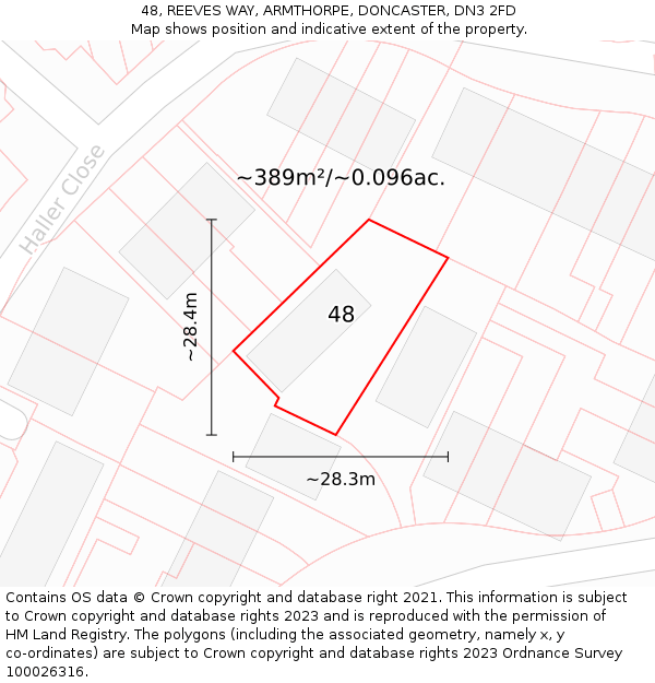 48, REEVES WAY, ARMTHORPE, DONCASTER, DN3 2FD: Plot and title map