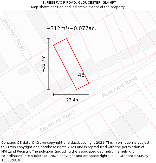 48, RESERVOIR ROAD, GLOUCESTER, GL4 6RT: Plot and title map