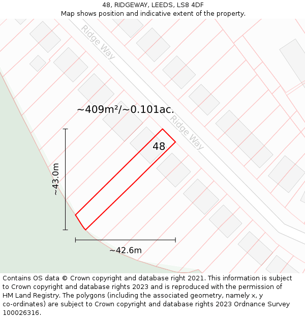 48, RIDGEWAY, LEEDS, LS8 4DF: Plot and title map