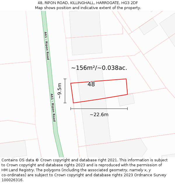 48, RIPON ROAD, KILLINGHALL, HARROGATE, HG3 2DF: Plot and title map
