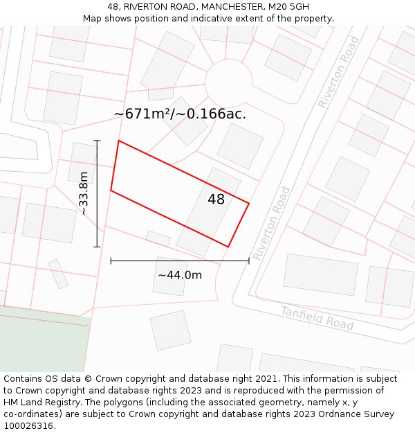 48, RIVERTON ROAD, MANCHESTER, M20 5GH: Plot and title map