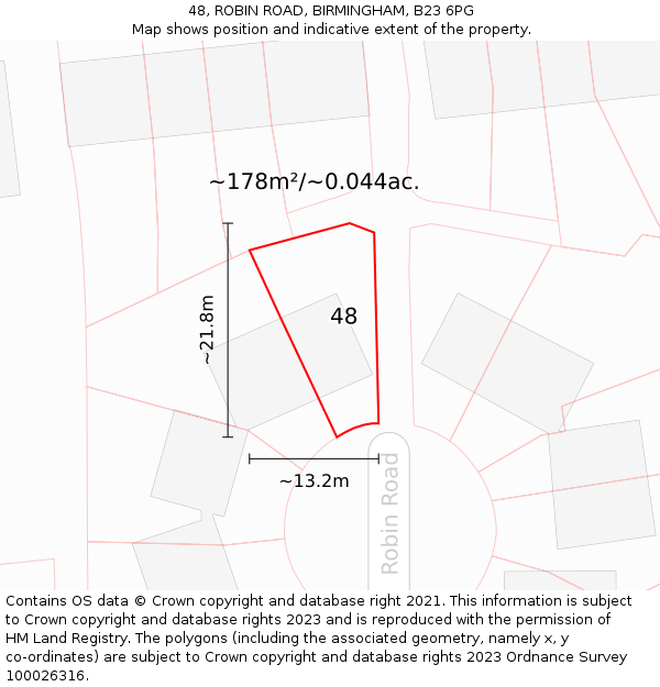 48, ROBIN ROAD, BIRMINGHAM, B23 6PG: Plot and title map