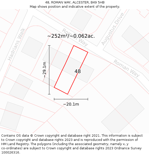 48, ROMAN WAY, ALCESTER, B49 5HB: Plot and title map