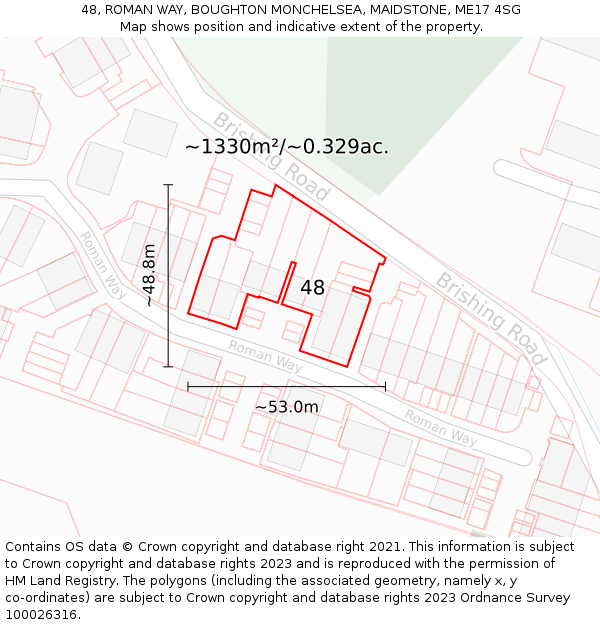 48, ROMAN WAY, BOUGHTON MONCHELSEA, MAIDSTONE, ME17 4SG: Plot and title map