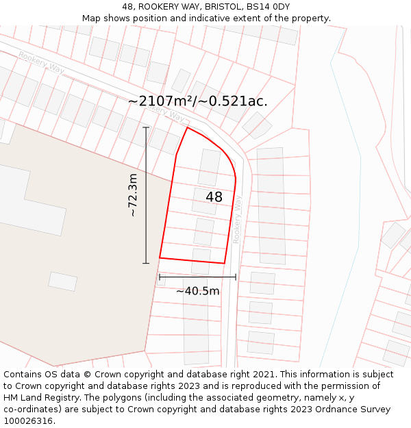 48, ROOKERY WAY, BRISTOL, BS14 0DY: Plot and title map