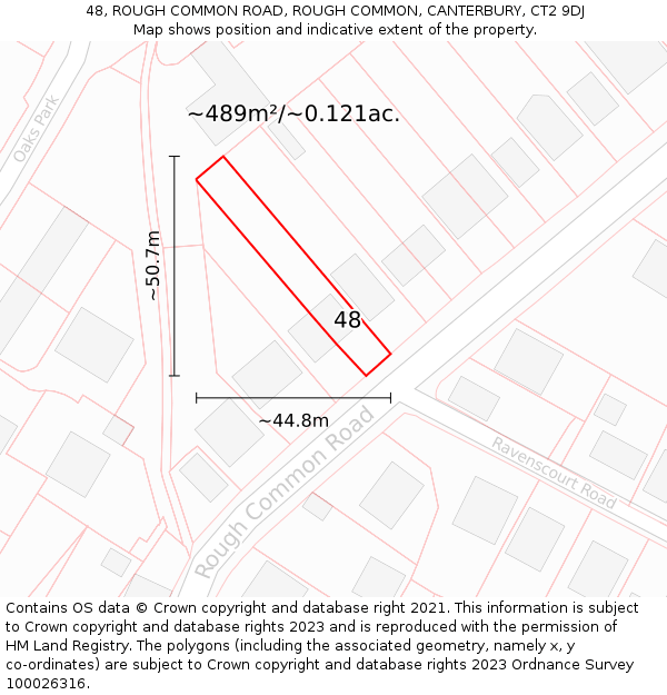 48, ROUGH COMMON ROAD, ROUGH COMMON, CANTERBURY, CT2 9DJ: Plot and title map