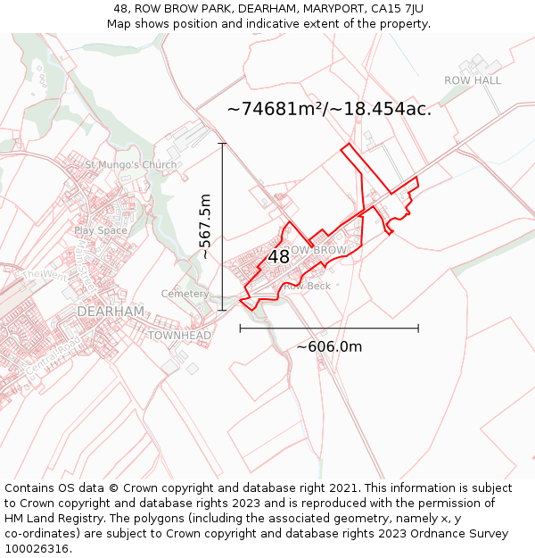 48, ROW BROW PARK, DEARHAM, MARYPORT, CA15 7JU: Plot and title map