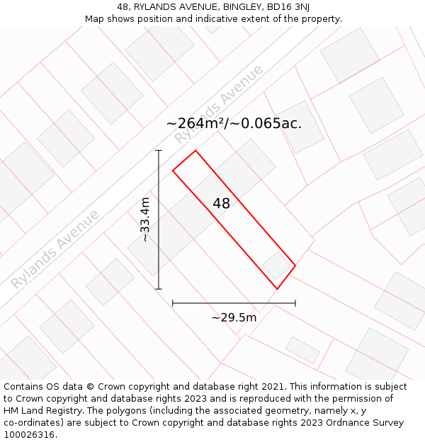 48, RYLANDS AVENUE, BINGLEY, BD16 3NJ: Plot and title map