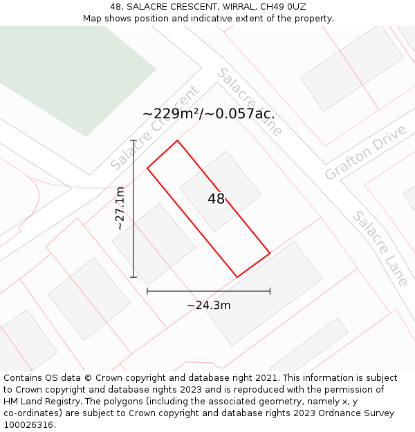 48, SALACRE CRESCENT, WIRRAL, CH49 0UZ: Plot and title map