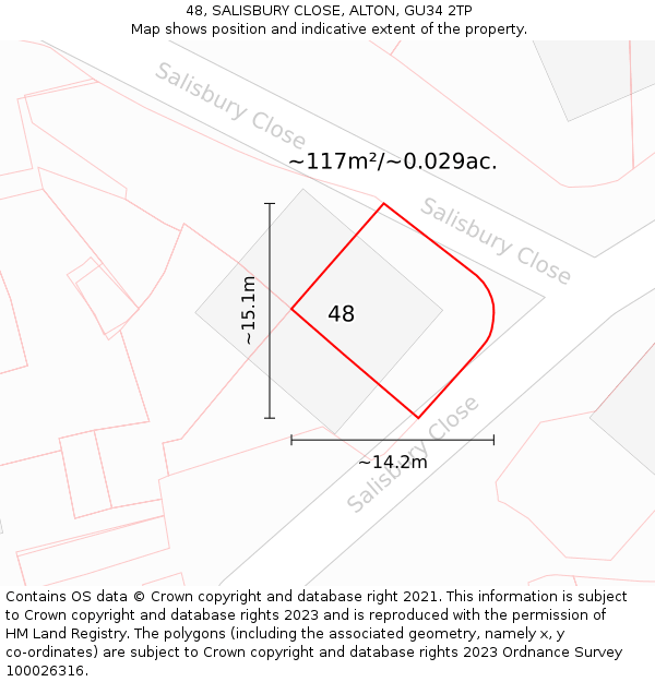 48, SALISBURY CLOSE, ALTON, GU34 2TP: Plot and title map