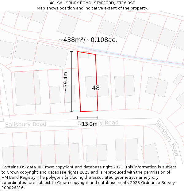 48, SALISBURY ROAD, STAFFORD, ST16 3SF: Plot and title map