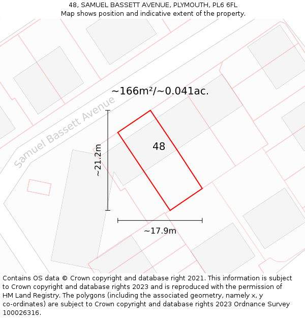 48, SAMUEL BASSETT AVENUE, PLYMOUTH, PL6 6FL: Plot and title map