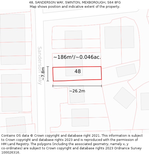 48, SANDERSON WAY, SWINTON, MEXBOROUGH, S64 8FG: Plot and title map