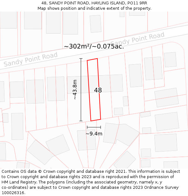 48, SANDY POINT ROAD, HAYLING ISLAND, PO11 9RR: Plot and title map