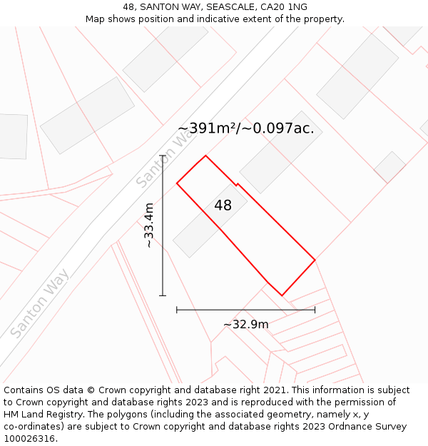48, SANTON WAY, SEASCALE, CA20 1NG: Plot and title map