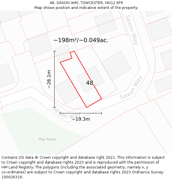 48, SAXON WAY, TOWCESTER, NN12 6FR: Plot and title map