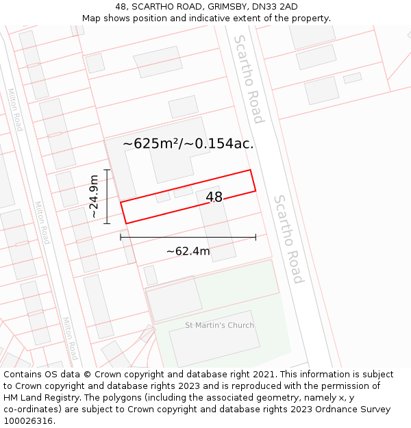 48, SCARTHO ROAD, GRIMSBY, DN33 2AD: Plot and title map