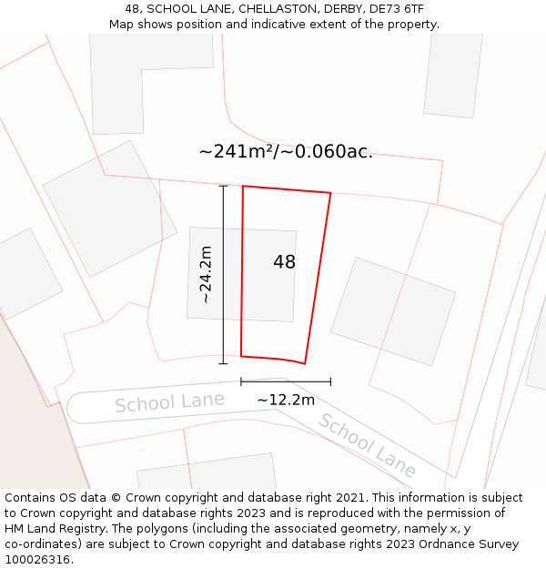 48, SCHOOL LANE, CHELLASTON, DERBY, DE73 6TF: Plot and title map