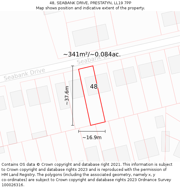 48, SEABANK DRIVE, PRESTATYN, LL19 7PP: Plot and title map