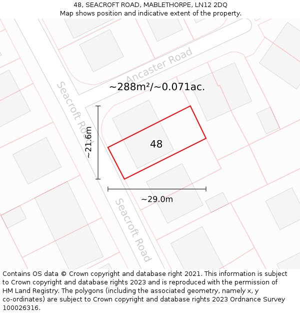 48, SEACROFT ROAD, MABLETHORPE, LN12 2DQ: Plot and title map