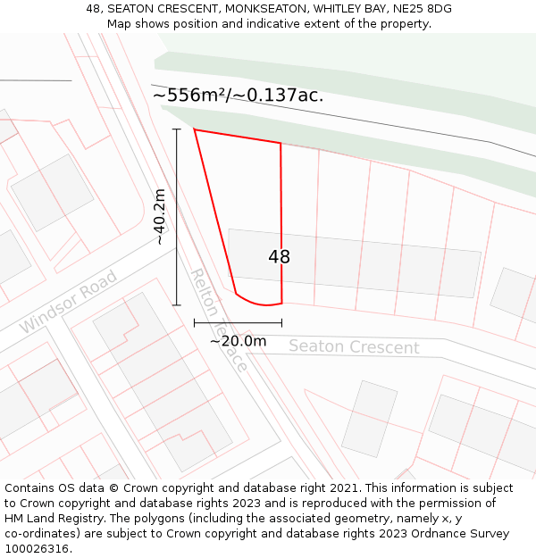 48, SEATON CRESCENT, MONKSEATON, WHITLEY BAY, NE25 8DG: Plot and title map