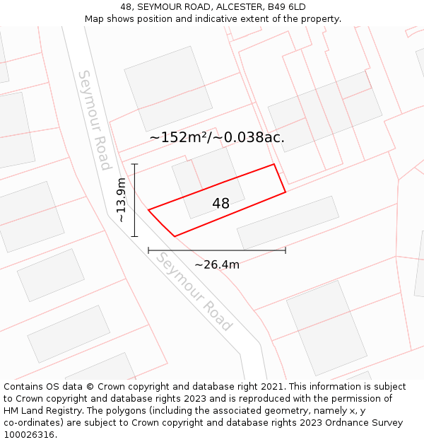 48, SEYMOUR ROAD, ALCESTER, B49 6LD: Plot and title map